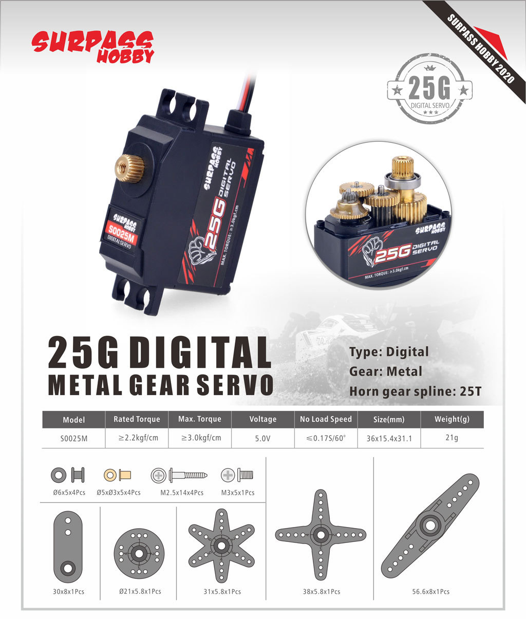 5PCS Surpass Hobby S0025M Meta - Rc Hobby Parts recensione e prezzo