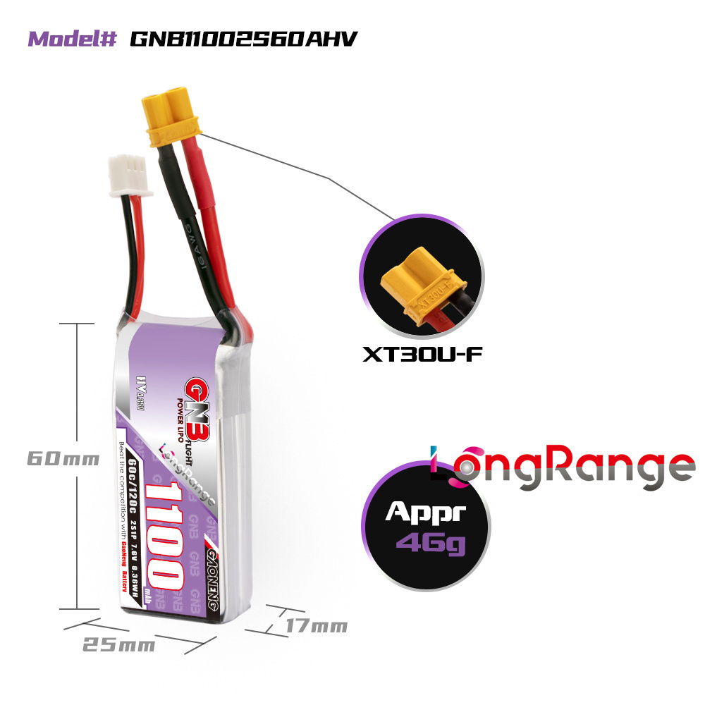 GNB 1100mAh 2S 3S 4S 6S 60C/12 - Lipo Battery 4S recensione e prezzo
