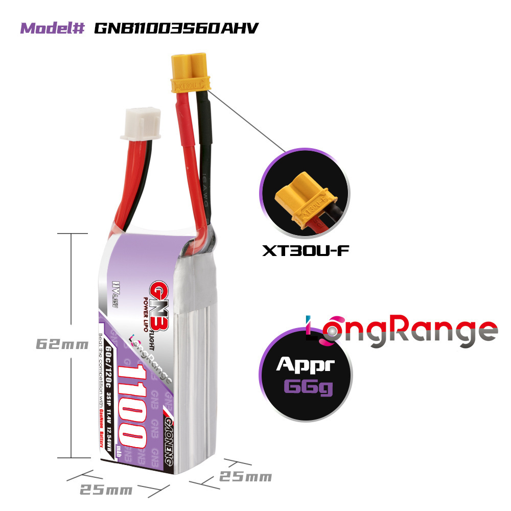 GNB 1100mAh 2S 3S 4S 6S 60C/12 - Lipo Battery 4S recensione e prezzo