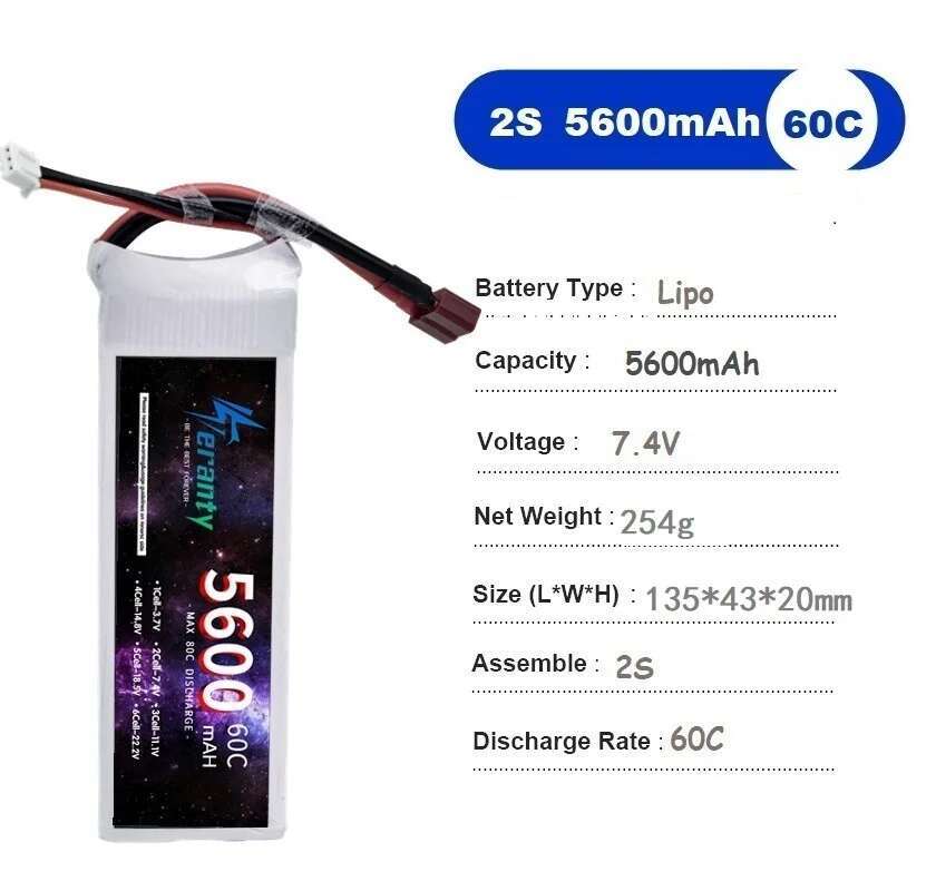 TERANTY 5600MAH 60C 2S 3S 4S 6 - Lipo Battery 4S recensione e prezzo